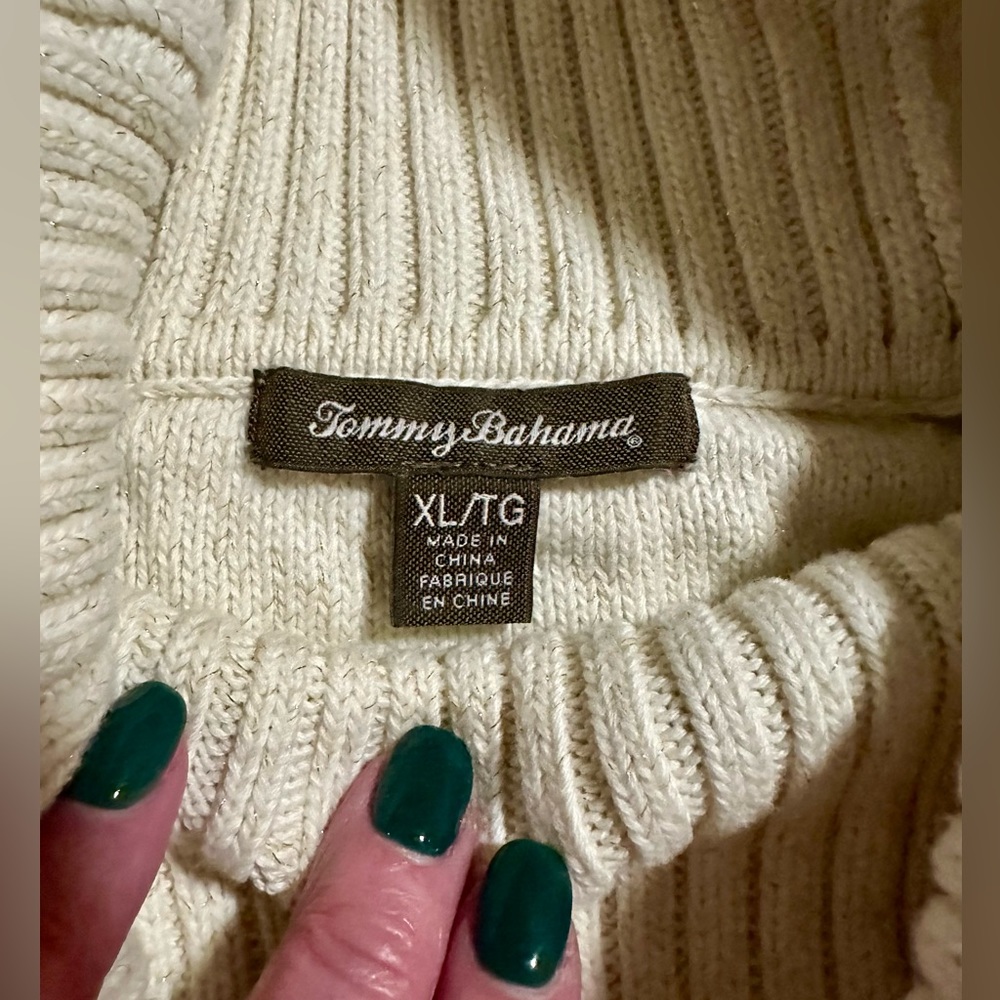 Tommy Bahamas cream cable knit sweater - Picture 2 of 7